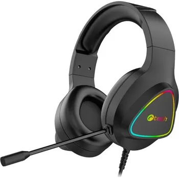 Sluchátka C-TECH Herní sluchátka Midas (GHS-17BK), RGB podsvícení, 3.5mm Jack, černá
