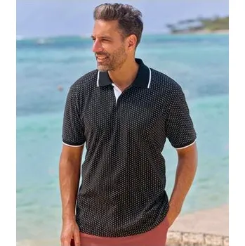 Pánské tričko Atlas For Men Polokošile z bavlněného piké s drobným potiskem, Černá, Velikost M P7144