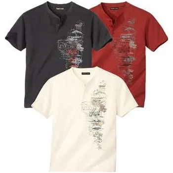 Pánské tričko Atlas For Men Sada 3 triček Středomoří , Červená, Velikost M G1164