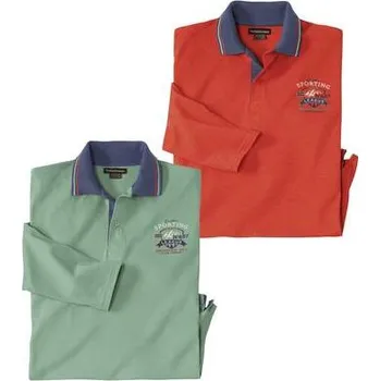 Pánské tričko Atlas For Men Sada 2 polokošil s dlouhým rukávem, Oranžová, Velikost 5XL M1106